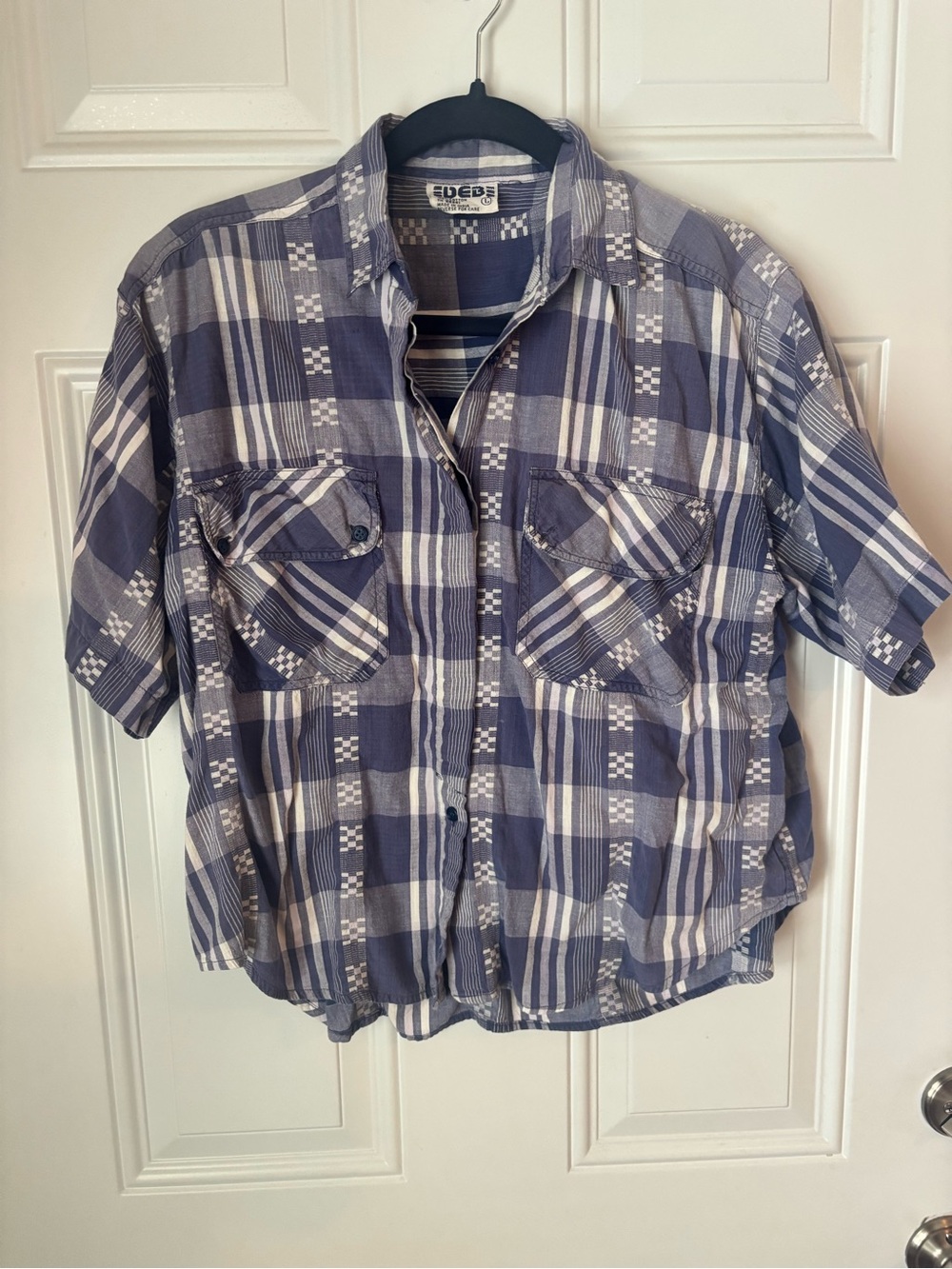 Deb Blue and White Plaid Button-Down Shirt